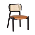 Wholesale Restaurant Hotel Home Wooden Furniture Solid Wood Rattan Woven Chair Pu Leather Cushion Dining Chair
