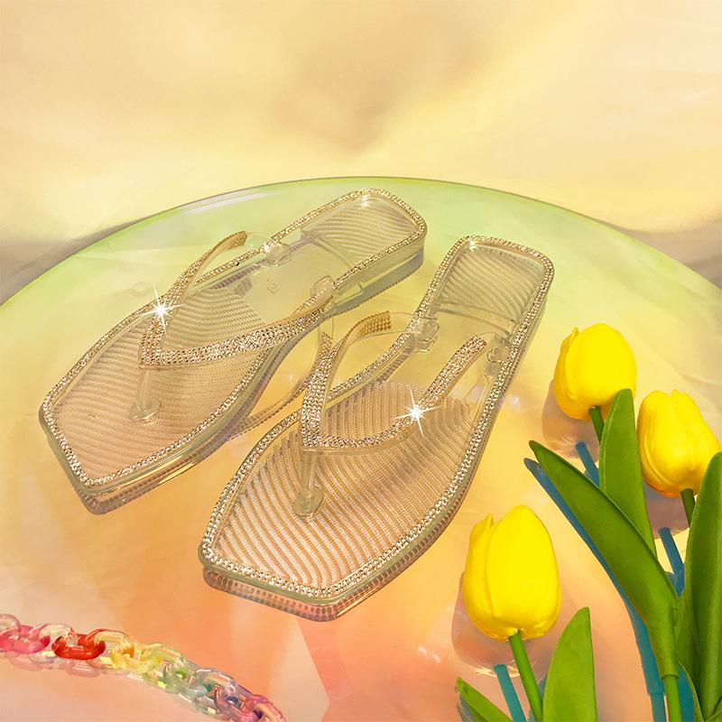 flip flop summer fashion womens jelly slippers wholesaler 2021 hot selling style classic broken diamond indoor flat slippers