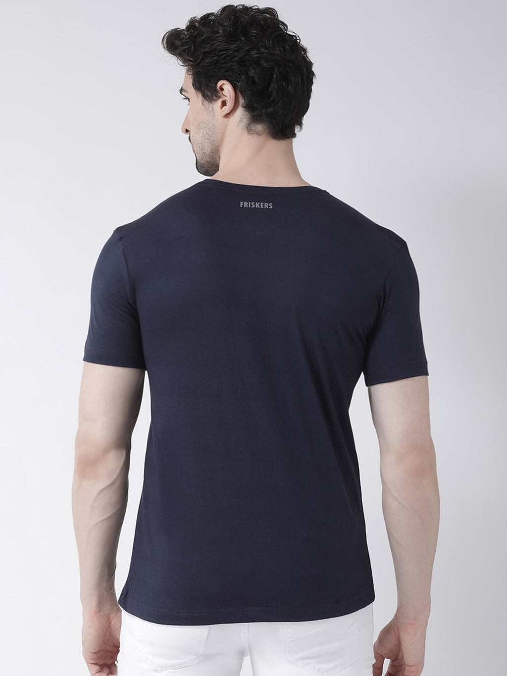 Mens Cotton Navy Round neck T-shirt Bulk Product Men Custom Made Two Tone T-shirt