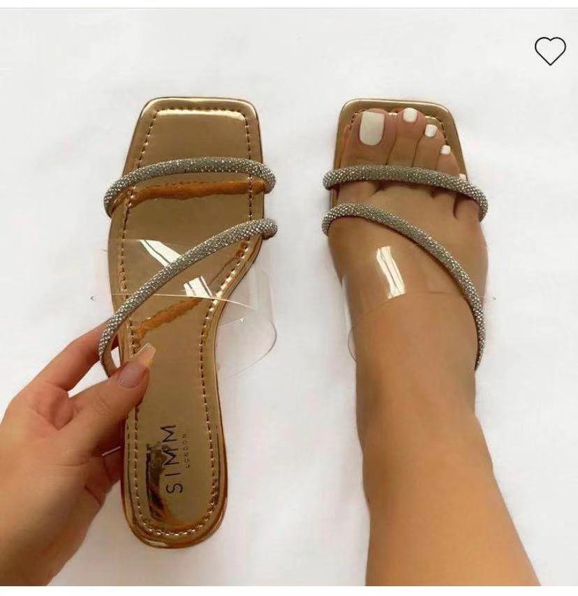 beach slipper beautiful lady jelly sandals diamond sandals womens slides ladies flat shoes