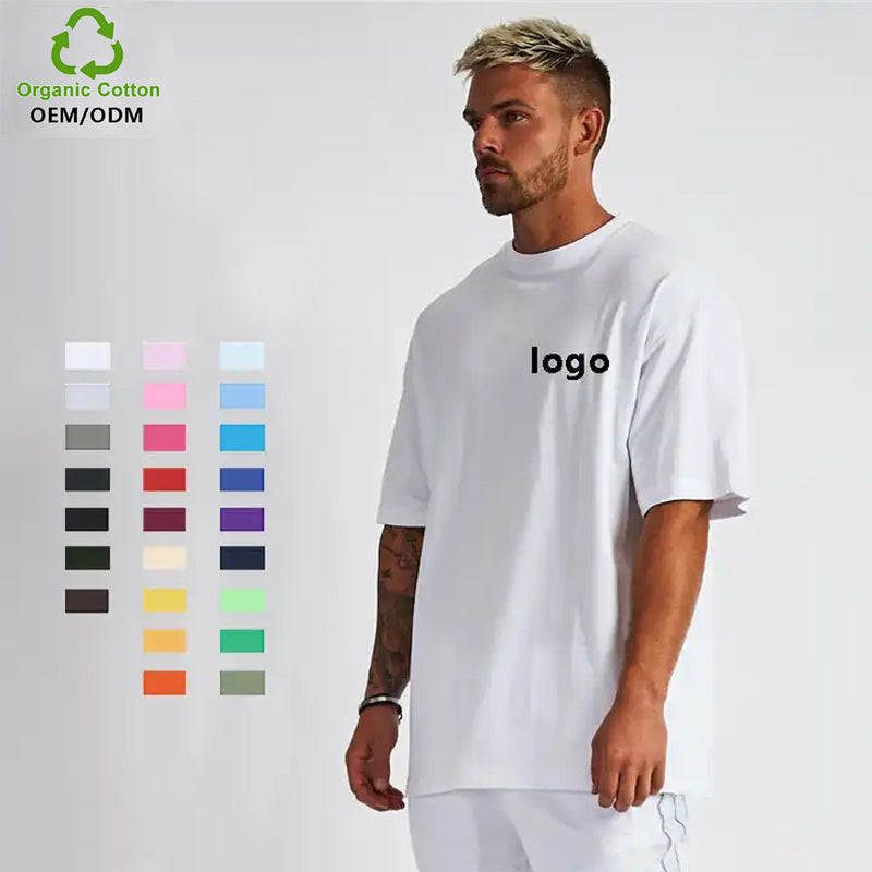 Custom Logo Thick 100% Combed Bamboo Supima Pima Blank Premium Drop Shoulder Oversized Men Tee Shirts Organic Cotton T-Shirts