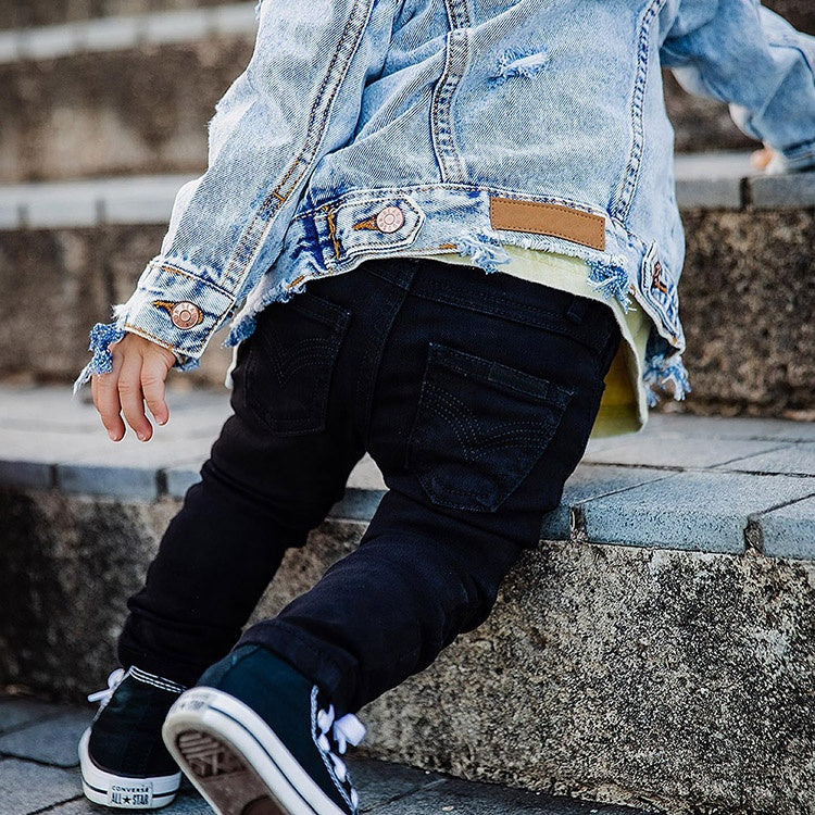 Latest Toddler Soft Stretch Kid's Jean Pants Unisex Slim Fit Black Denim Jeans For Boys