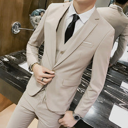 Men's 3 Pieces Black Elegant Suits With Pants Brand Slim Fit Single Button Party Formal Business Dress Suit Male Terno