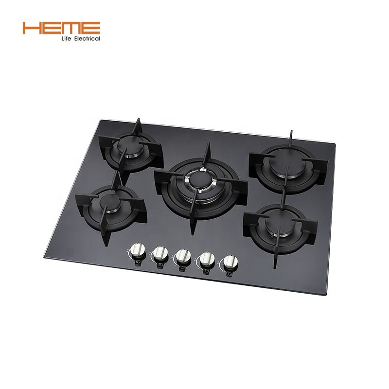 5 Burner built in gas hob glass top cooking gas cooktop with FFD euro gas stove for kitchen (PG7051G-ACB)