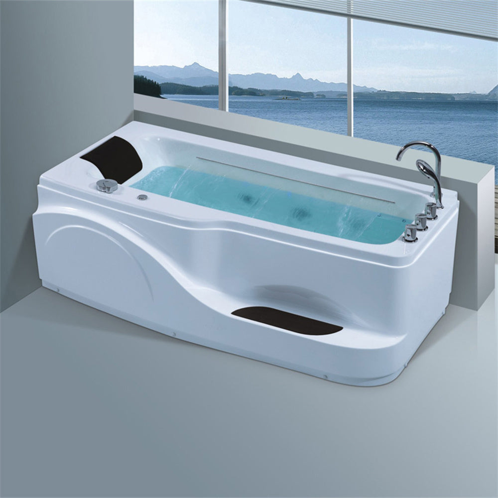 Waterfall White Acrylic Modern Design Massage Bath Tubs with Faucets