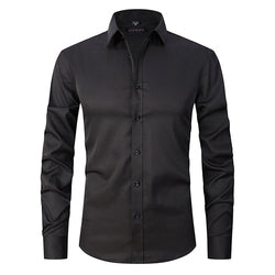 Official Solid Beautiful White Spandex Longsleeve Elastic Slim Formal Social Office Uniform Wear Business Dress Shirts For Mens