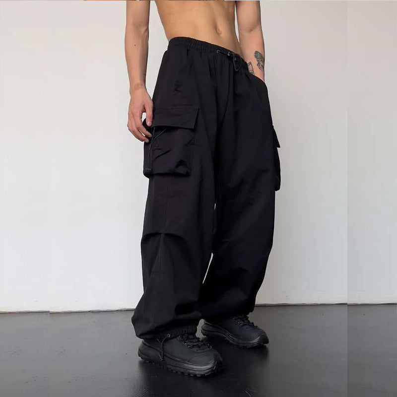 2023 High Quality Custom Outdoor Streetwear Camo Baggy Cargo Pants Custom Parachute Pants Men