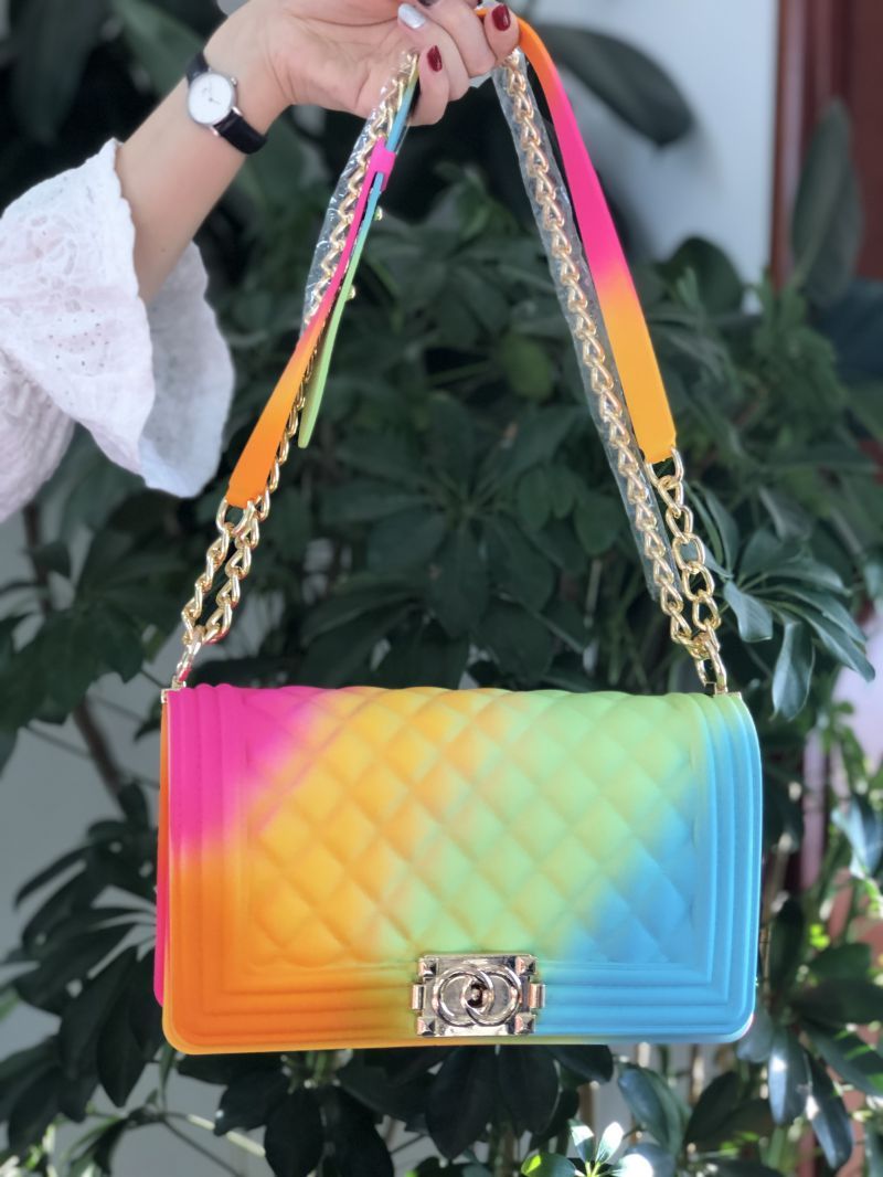 women jelly purse hand bags designer wholesale rainbow bag 2021 women ladies shoulder handbags candy jelly bags