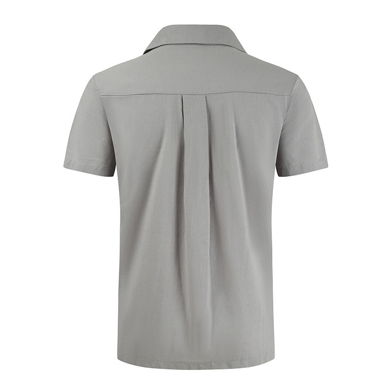 Wholesale Casual Fashion Design Summer Short Sleeve Shirts Button Up Mens Linen Beach Shirt