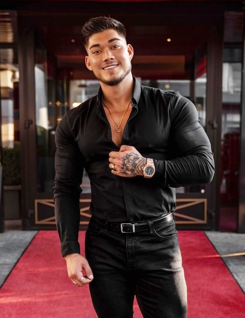 High Quality Mens Muscle Dress Shirts Slim Fit Stretch Long Sleeve Casual Shirts