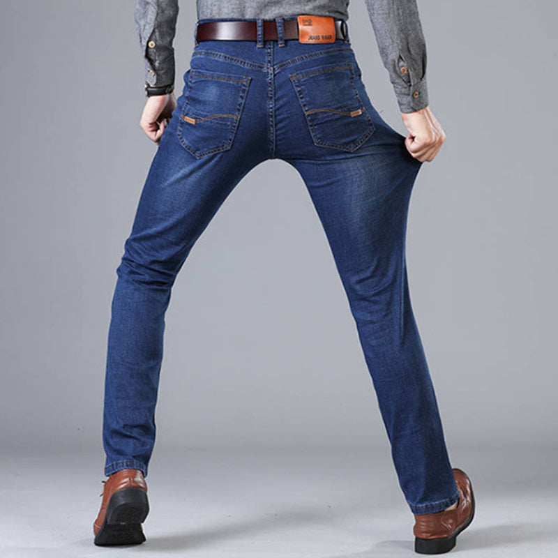 Wholesale large size fashion loose stretch men straight jeans 2023 new design trend high waist business casual long pants