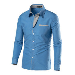Cheap Solid Color Multi-color Shirt Men Slim Fit Mens Long Sleve Shirts Men's Dress Shirts