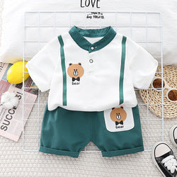 Online wholesale kids clothing summer short sleeves and pants two pieces suit children toddler boys casual outfits set