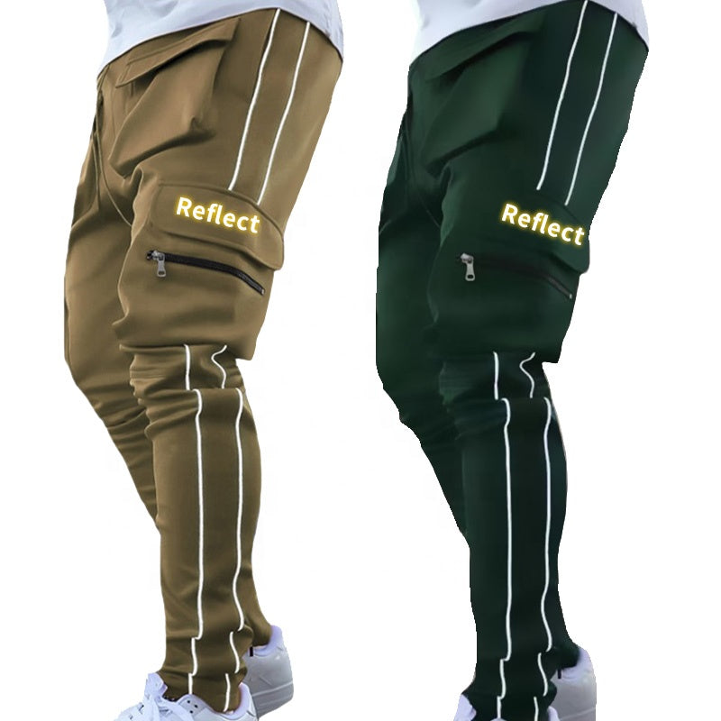 2022 Sports Top Mens Stretch Sweatpants Slim Solid Color Gym Pants Jogger Reflect Running Training Jogging Pants Man