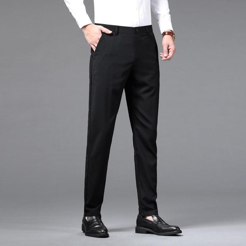 New summer high-end quality casual pants men's comfortable lightweight soft slim micro elastic business casual suit pants men