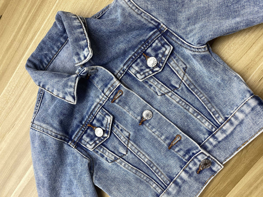 Hot Sell Neutral Simple-fit Children's Casual Denim Jacket Fashion Washed Jean Jacket For Kids