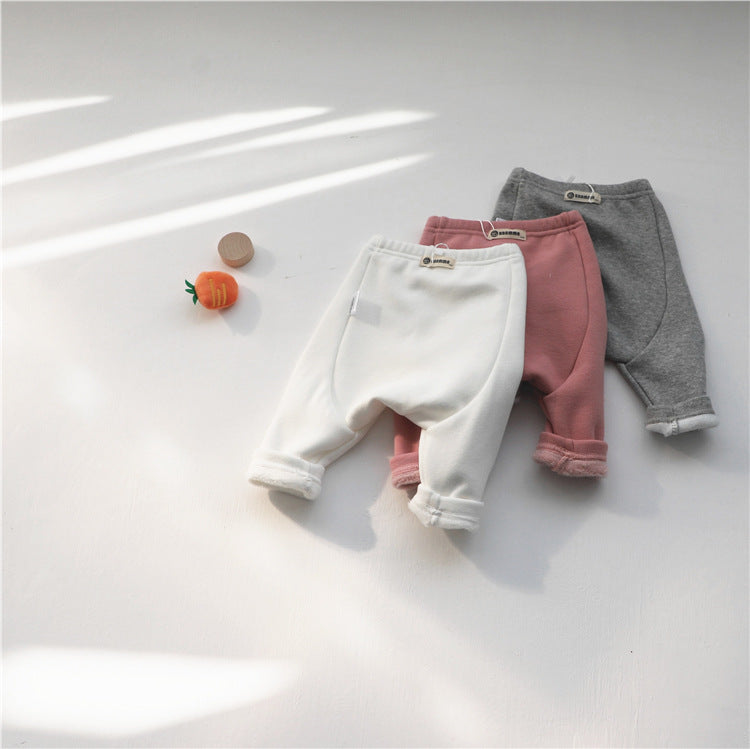 Spring Autumn Solid Color Cotton Child Baby Kids Unisex Sports Long Trousers Pants For Baby Boys Girls