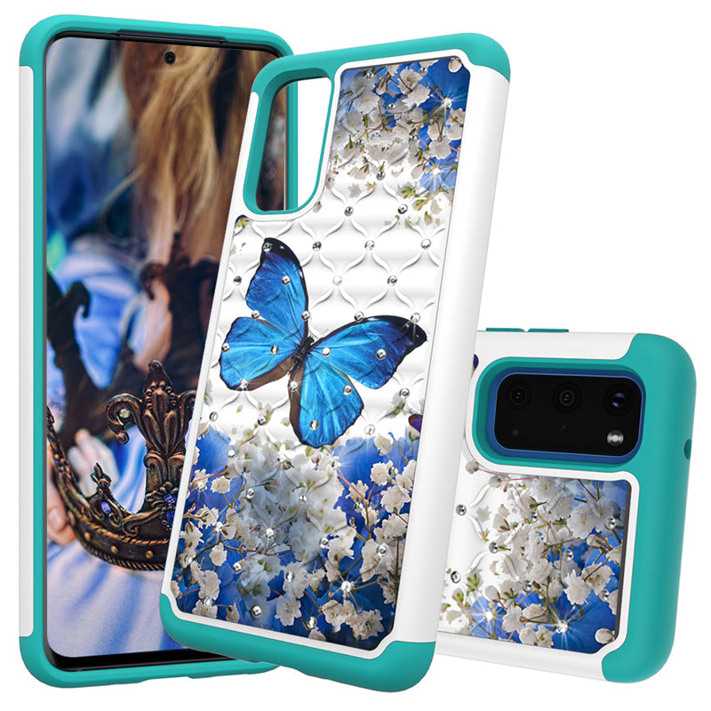 glitter diamond high quality tpu pc hybrid cute butterfly phone case for samsung galaxy s11e for alcatel for google pixel 4 xl