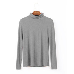 European plus size women's autumn style long sleeve T-shirt versatile solid color top turtleneck modal cotton base shirt
