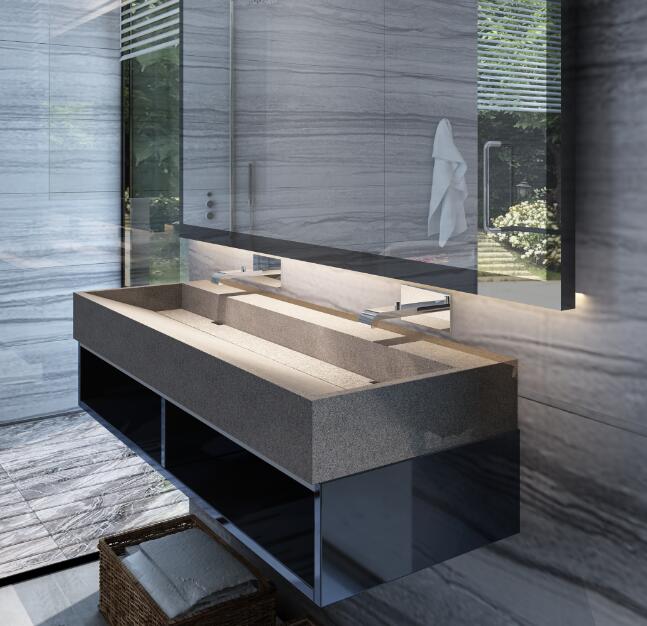 Conrazzo rectangle countertop sinks big without hole concrete sandstone bathroom stone wash basin