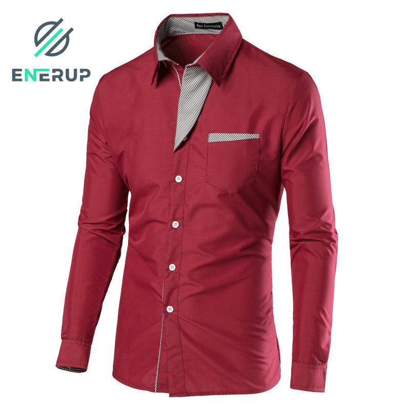 enerup wholesale new design camisa masculina long sleeve mens korean slim formal casual male dress shirt