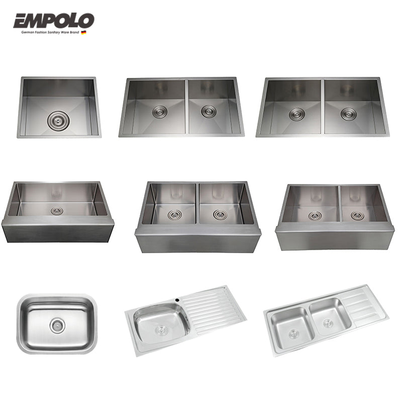 Luxury 304 kitchen sink undermount double bowl handmade square North America standard size stainless steel sink for kitchen