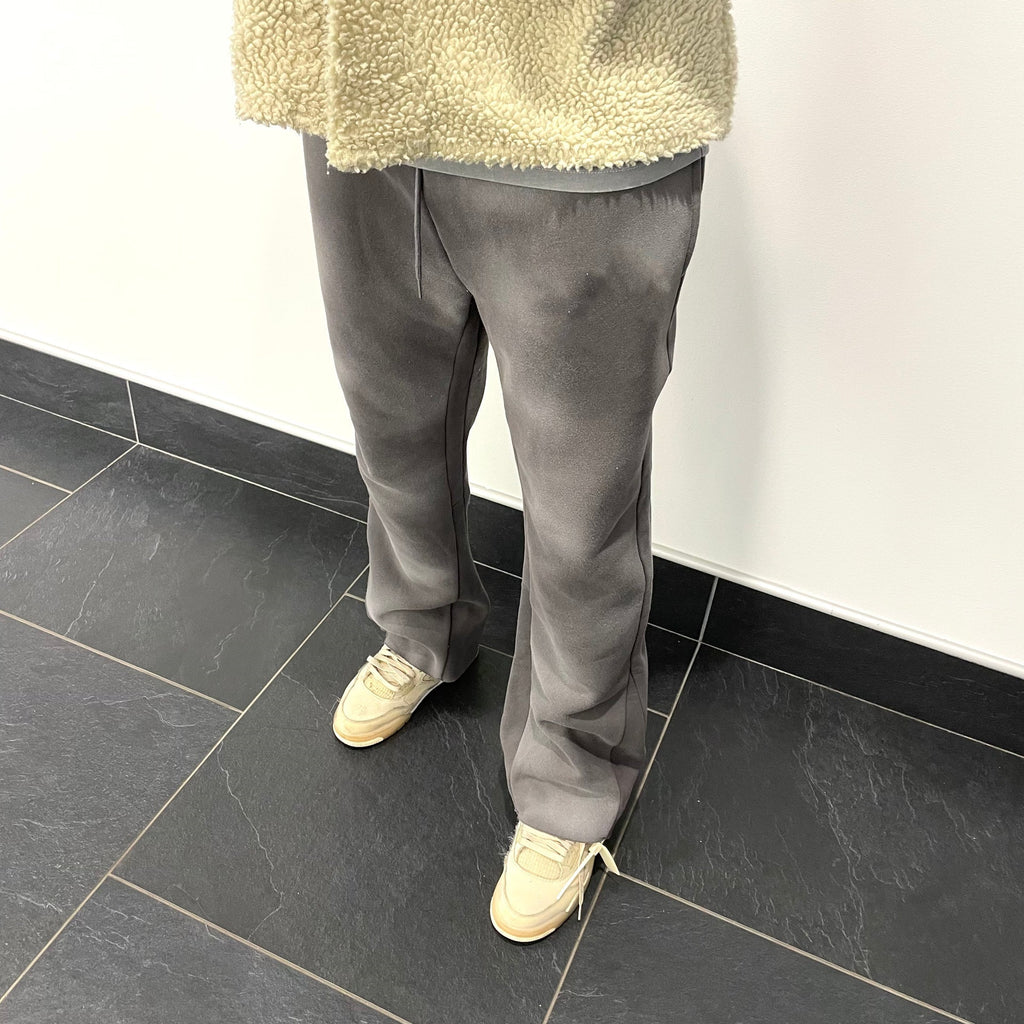 Custom Logo Acid Washed Flare Pant High Quality Streetwear Jogger Men Vintage Cotton Stone Wash Flared Sweatpants With String