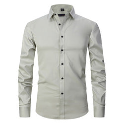 Men solid Shirts  S-8XL  New Mens Dress Shirts Long Sleeve Slim Casual Black White Social Male Clothes