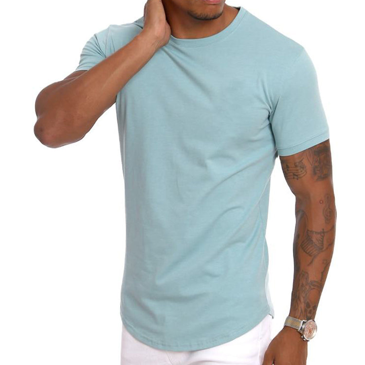 Streetwear Mens Slim Fit Long Sleeve T Shirt Top OEM Longline Curved Hem T Shirt Light Weight 93% Cotton 7% Elastane Gym T Shirt
