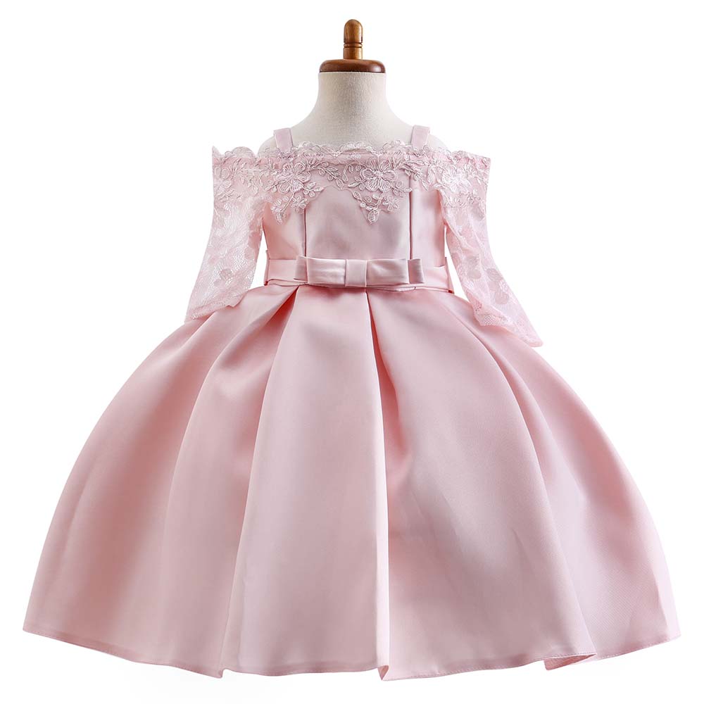 Hot Sale Kid Clothing Girl Princess Dress Kids Shoulder Lace Half Sleeve Ball Gown Flower Girls Dress Patterns