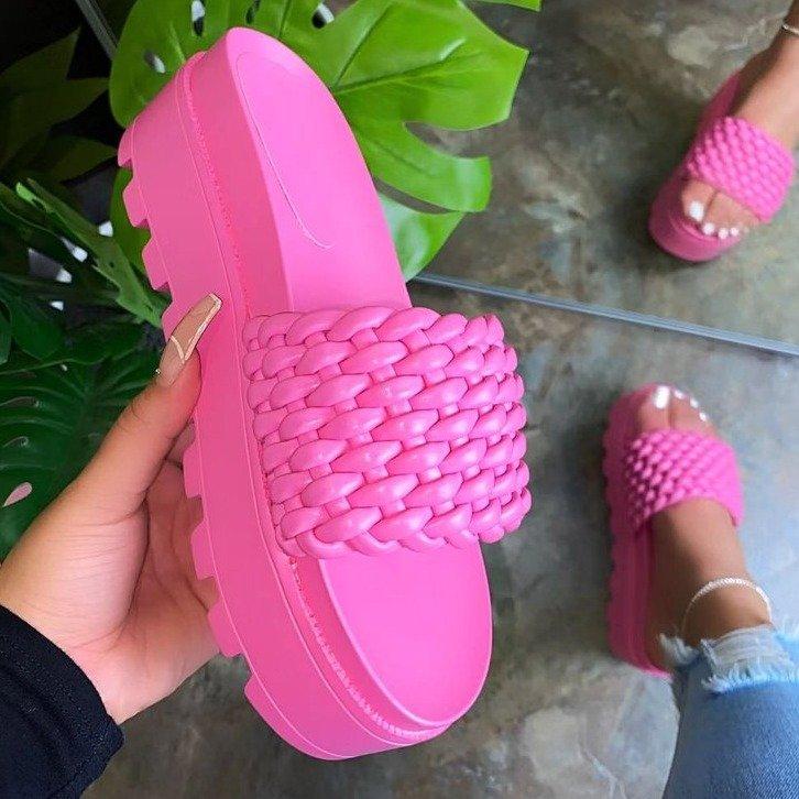 ins hot sale thick sole wedge design high heel sandals wholesale ladies shoes women heels