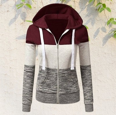 5xl plus size crop tops coat autumn women sweatshirts long sleeve contrast color patchwork pullover zip hoodies