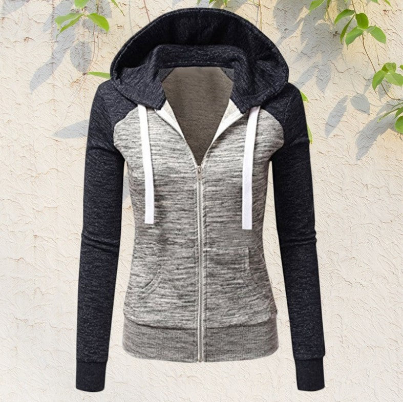 5xl plus size crop tops coat autumn women sweatshirts long sleeve contrast color patchwork pullover zip hoodies