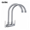 OT-34059 Ceramic Cartridge Double Headed 2-way Stainless Steel 304 Tap Most Unique Dual Spout Kitchen Two Lever Faucet