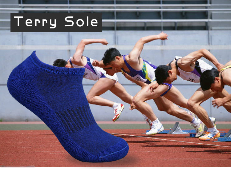 hot selling men casual sports socks breathable custom logo plain socks cotton waist tied terry cushion ankle socks