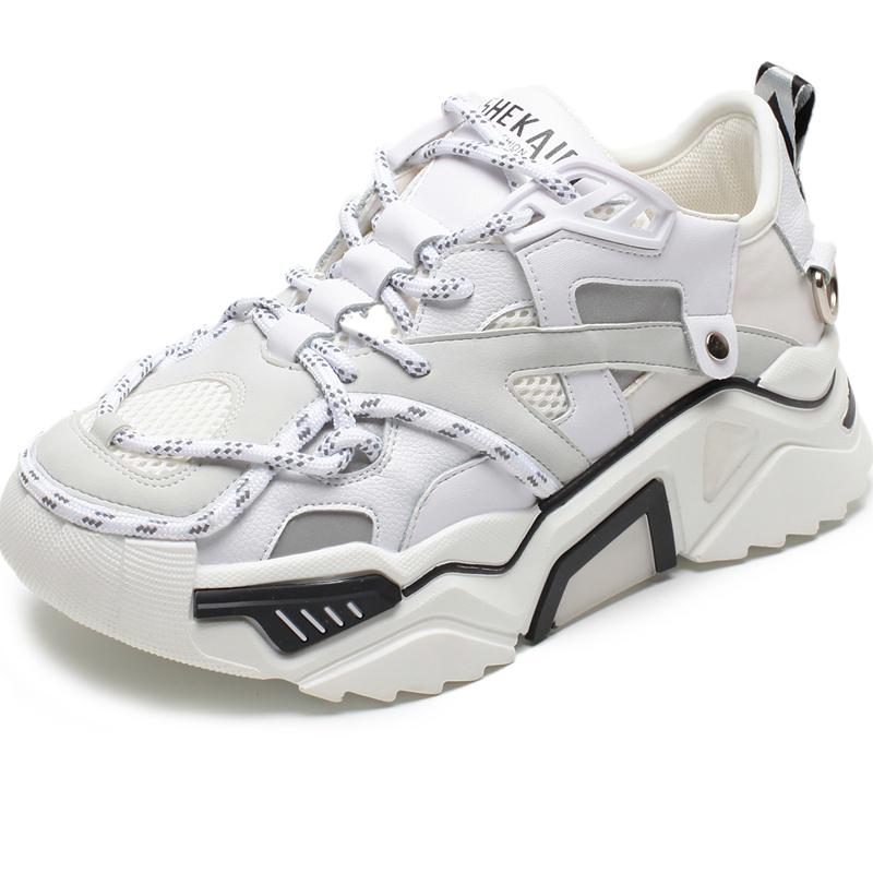 genuine leather women chunky sneakers 2019 platform women shoes fashion woman trainers ladies footwear
