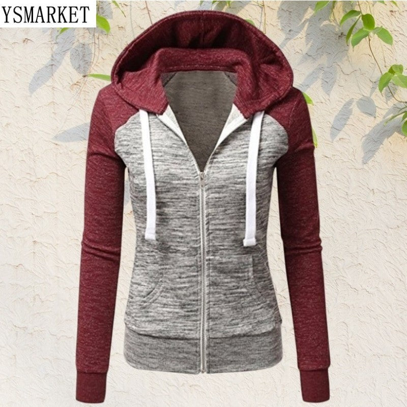 5xl plus size crop tops coat autumn women sweatshirts long sleeve contrast color patchwork pullover zip hoodies