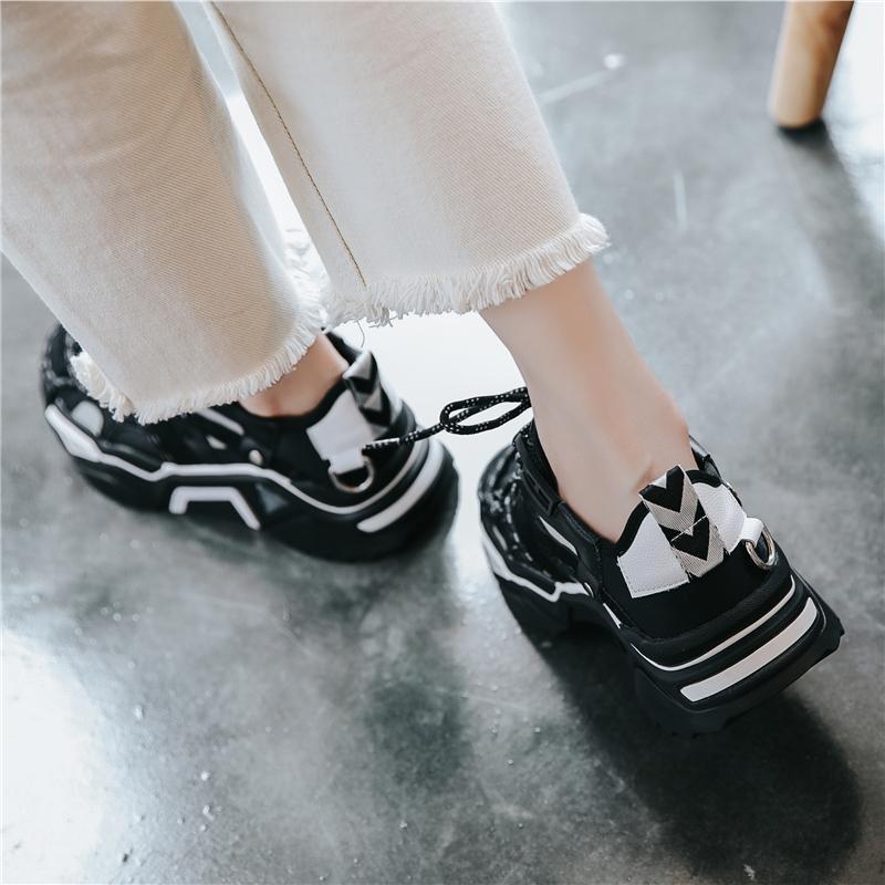 genuine leather women chunky sneakers 2019 platform women shoes fashion woman trainers ladies footwear
