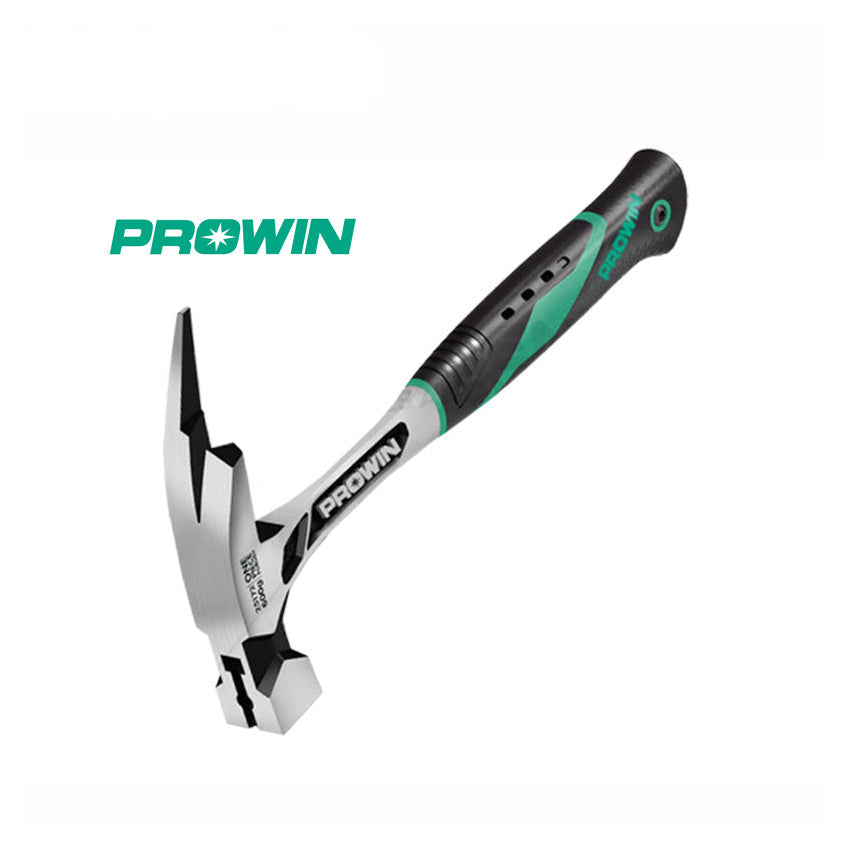 PROWIN Free Sample High Quality One-piece Polish Finish Carbon Steel Fiberglass Handle Roofing Hammer