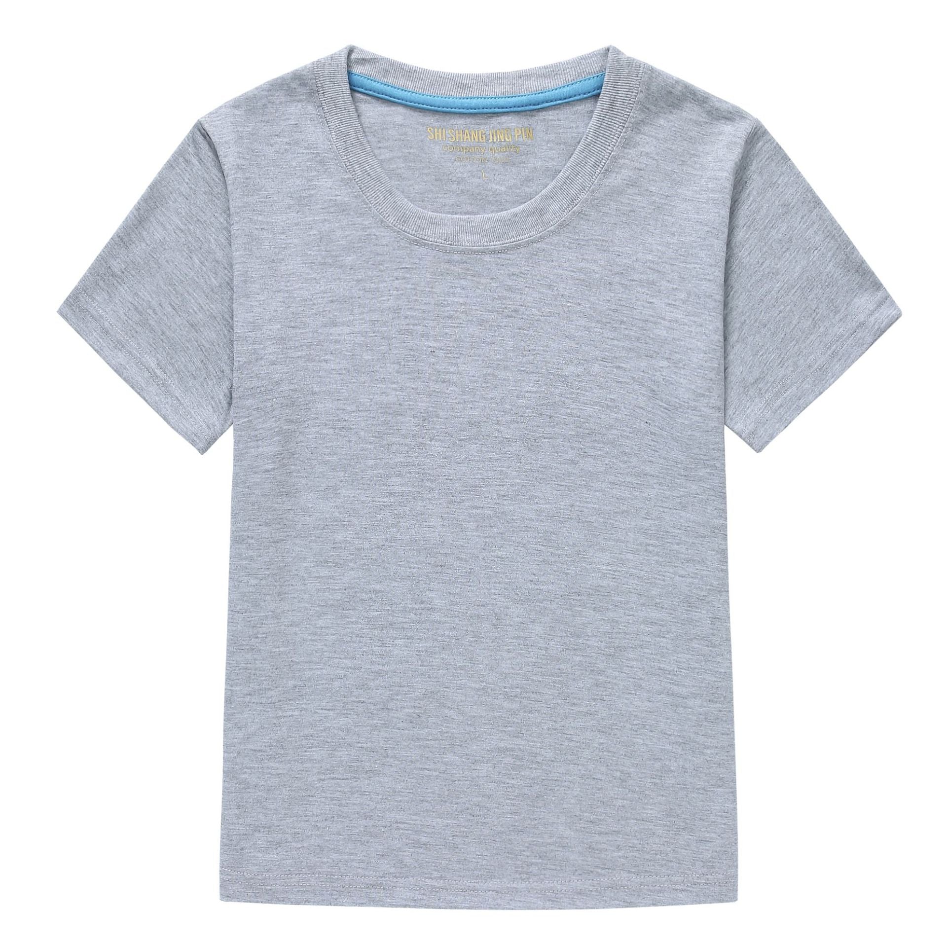 Wholesale Short Sleeve Solid Color Blank Shirts Child Kid Boys Girls Top Logo Custom Kids Cotton T Shirt