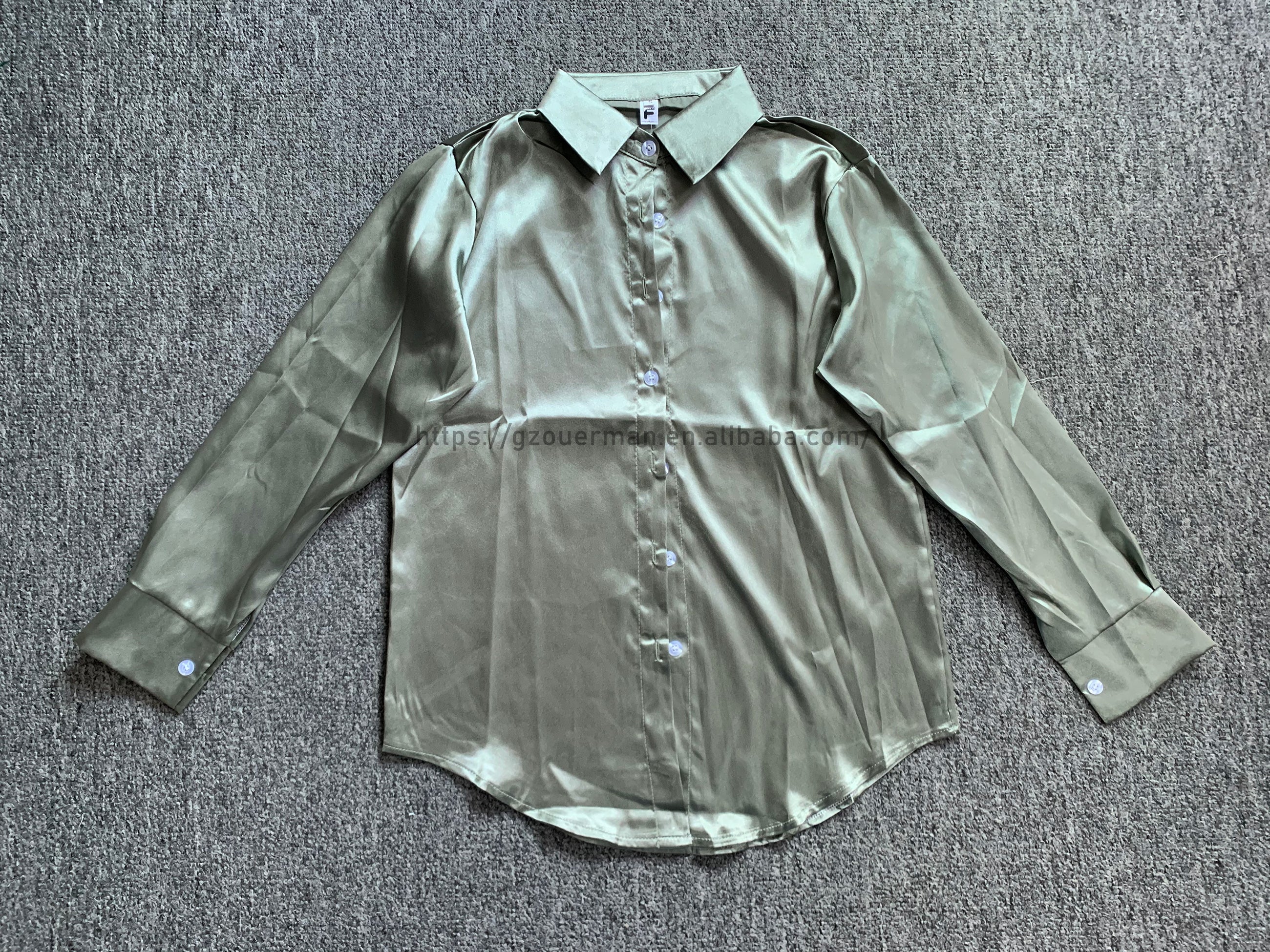 Wholesale Autumn Spring Korea straight retro design women stain shirt solid color long sleeve causal lady's tops blouse shirt