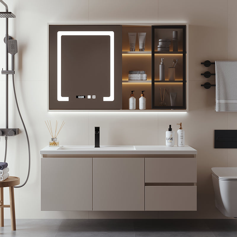 SONSILL Modern Luxury Hotel Wall Mount Bathroom Vanity Floating Cabinet Bathroom Vanities Cabinets with Sink