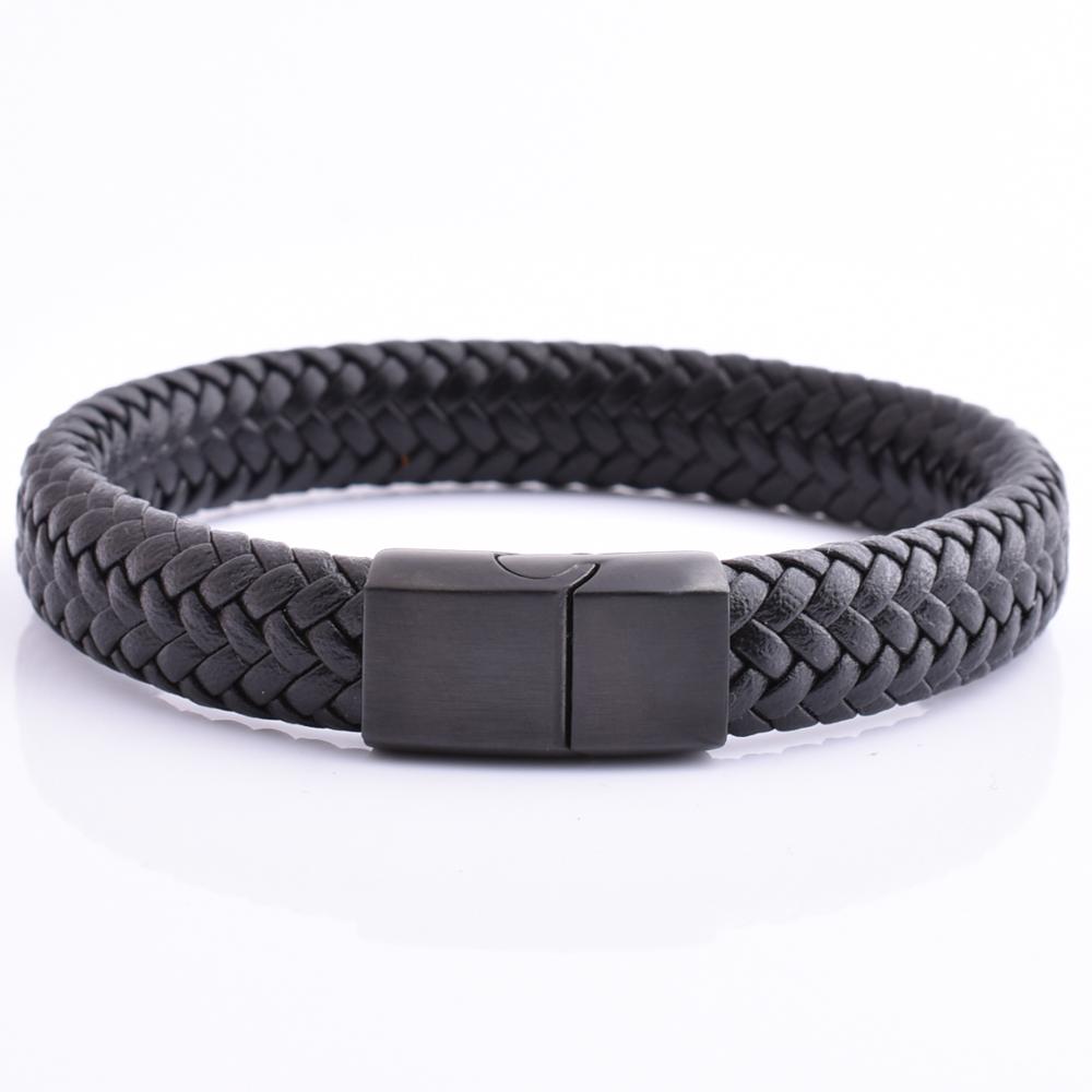 wholesale luxury mens magnetic clasp men jewelry bracelet real leather bracelet