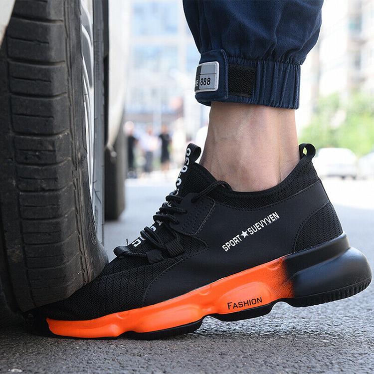 fly woven work boots anti smashp steel toe footwear indestructible sneakers walking woodland safety shoes