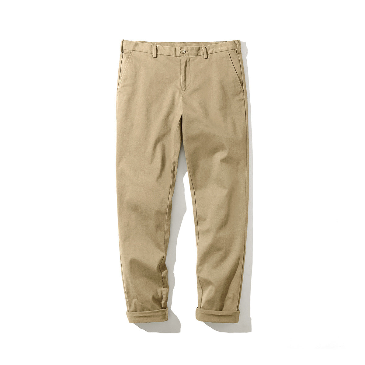 Men's 2023 spring new straight casual pants men's solid color mid-waist men's casual pants