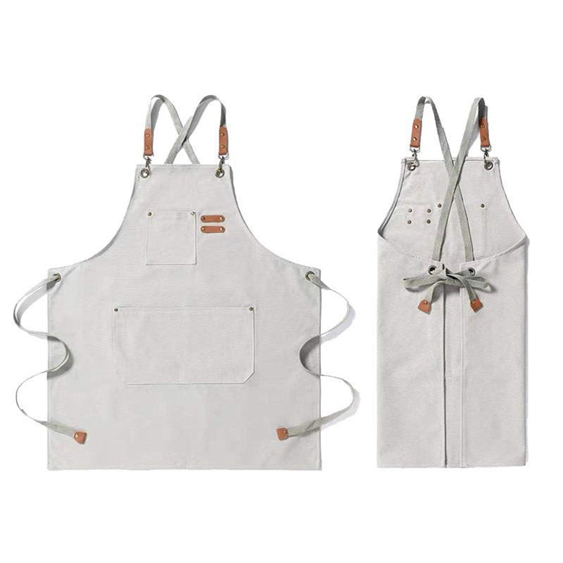 Leather Canvas Kitchen Aprons for Woman Men Chef Stylist Apron Grill Restaurant Bar Shop Cafes Beauty Nails Studios Uniform