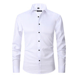 Men solid Shirts  S-8XL  New Mens Dress Shirts Long Sleeve Slim Casual Black White Social Male Clothes