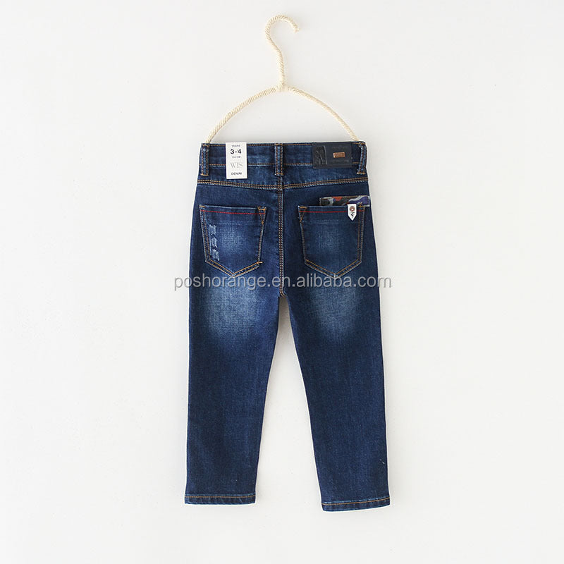 Wholesale youth jeans children's slim full-length washed jeans boys jeans kids denim pants