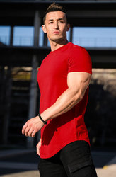 Men's Tshirt Men Tee Tops Wholesale Custom Short Sleeve Breathable Sport Running Fitness Muscle Bodybuilding Mens Gym T Shirt