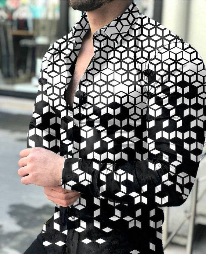 Fashion Custom Men Tee Dress Shirts Casual Clothes Long Sleeve Printing Shirts For Mens